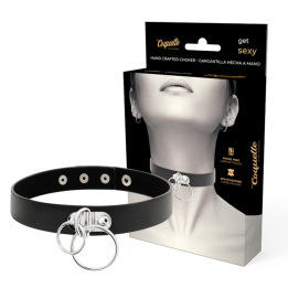 Coquette Chic Desire - Ras de Cou Double Anneau en Cuir Végan