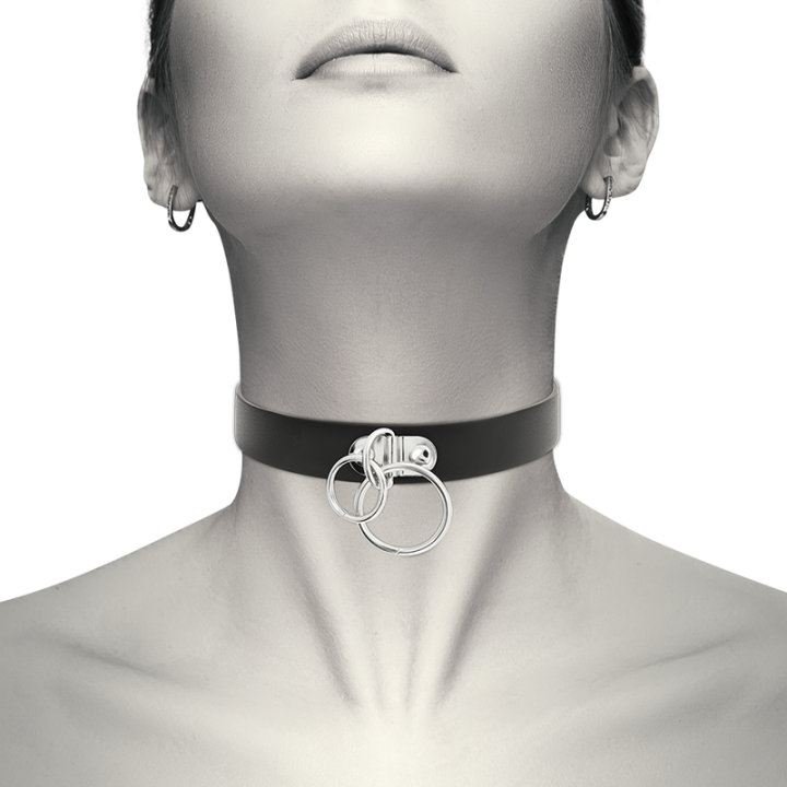 Coquette Chic Desire - Double Ring Vegan Leather Choker