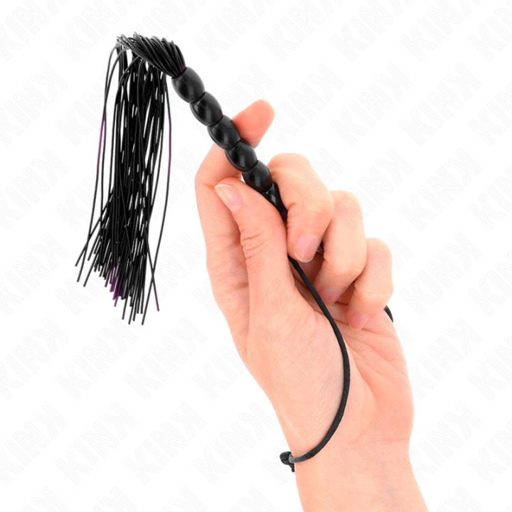 Kink - Mini Frusta in Silicone Con 6 Perline Nere 26 cm