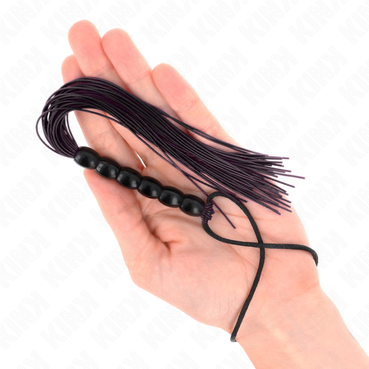Kink - Mini Fouet en Silicone Avec 6 Billes Noires 26 cm