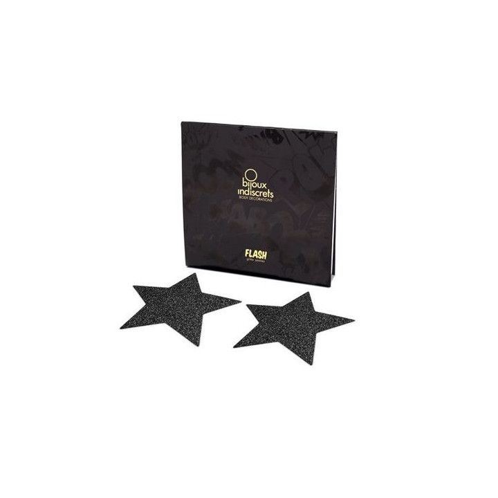 Bijoux - Indiscrets Flash Black Star Nipple Caps