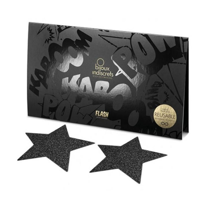 Bijoux - Indiscrets Flash Black Star Nipple Caps
