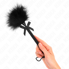 Kink - Baguette en Corde de Nylon Avec Plumes Chatouillantes et Noeud Noir 25 cm