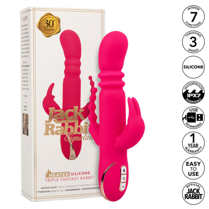Calexotics - Jack Fantasy Triple Heated Wibrator Rózowy Króliczek