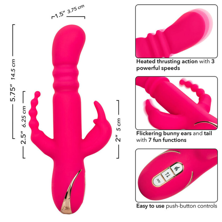 Calexotics - Jack Fantasy Triple Vibrador Calentable Rabbit Rosa