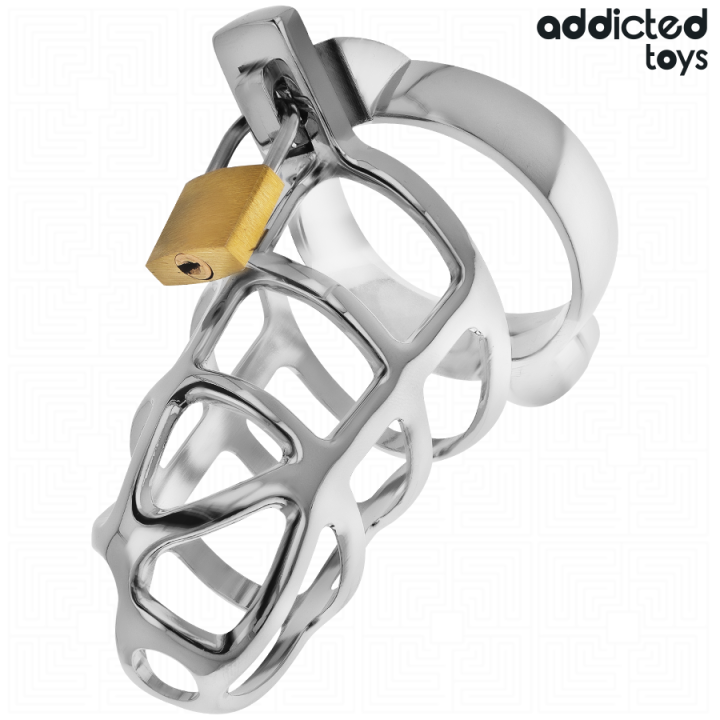 Addicted Toys Locked - Silbernes Schloss Peniskäfig Metall Grösse m