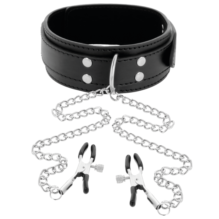 Darkness - Halsband Mit Nippelklammern Schwarz