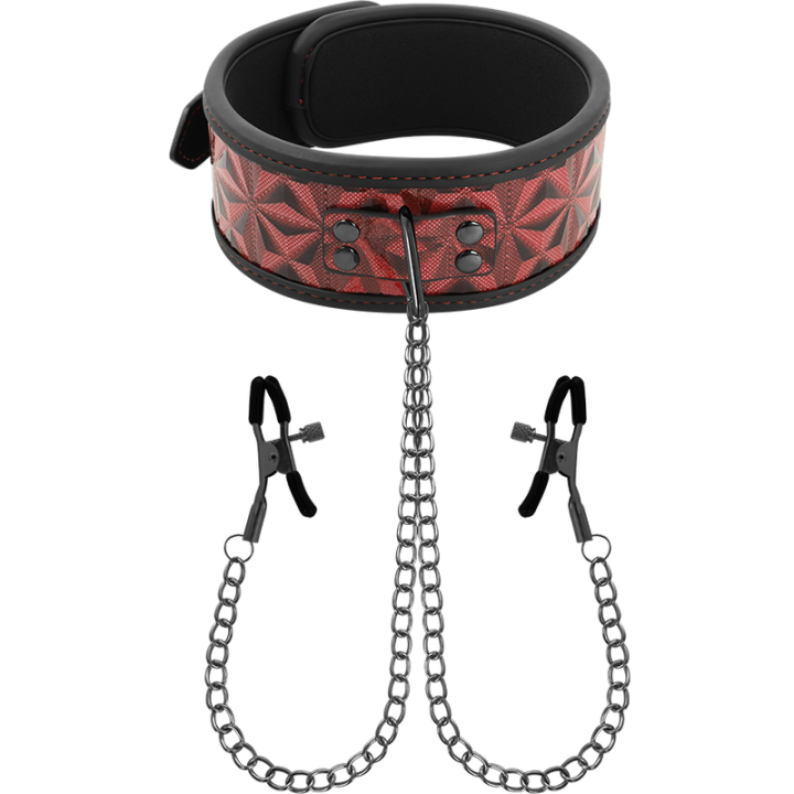 Begme - Red Edition Halsband Mit Nippelklemmen Mit Neoprenfutter