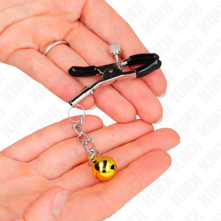 Kink - Morsetti Per Capezzoli Con Pendente Jingle Bell Oro 6 cm