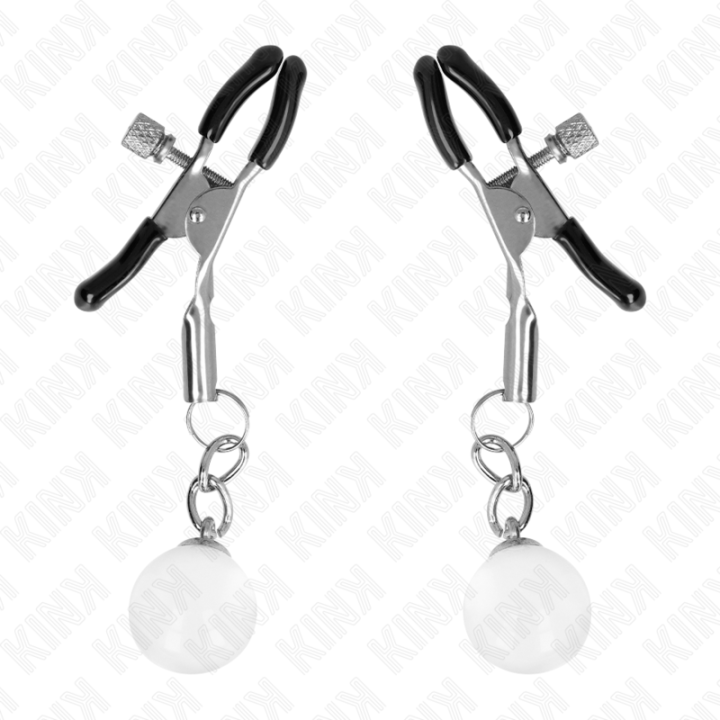 Kink - Morsetti Per Capezzoli Perline di Vetro Argento 6 cm