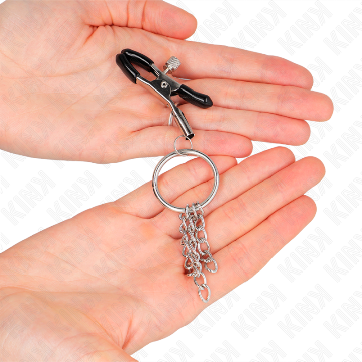 Kink - Morsetto Per Capezzolo o Ring e Catenella Argento 6 cm