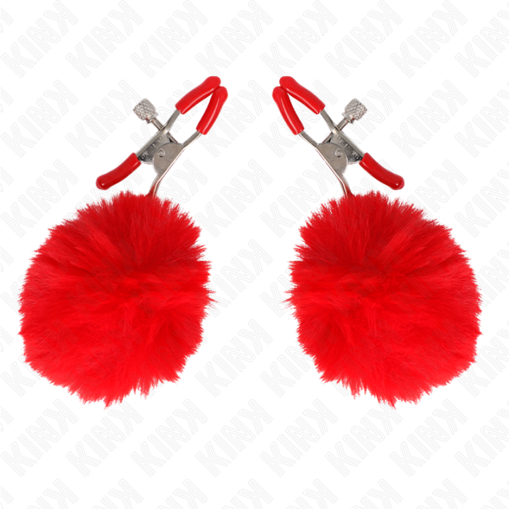 Kink - Pinzas Para Pezones Con Pompón Rojo 6 cm