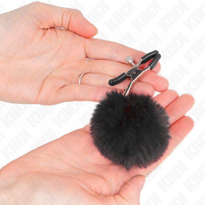 Kink - Grampo de Bola de Pele Falsa Preto 6 cm