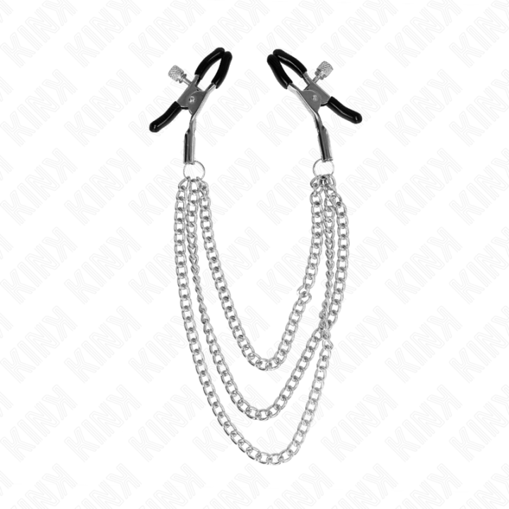 Kink - Pinças Para Bicos Com 3 Correntes Prata 20/23/28 cm