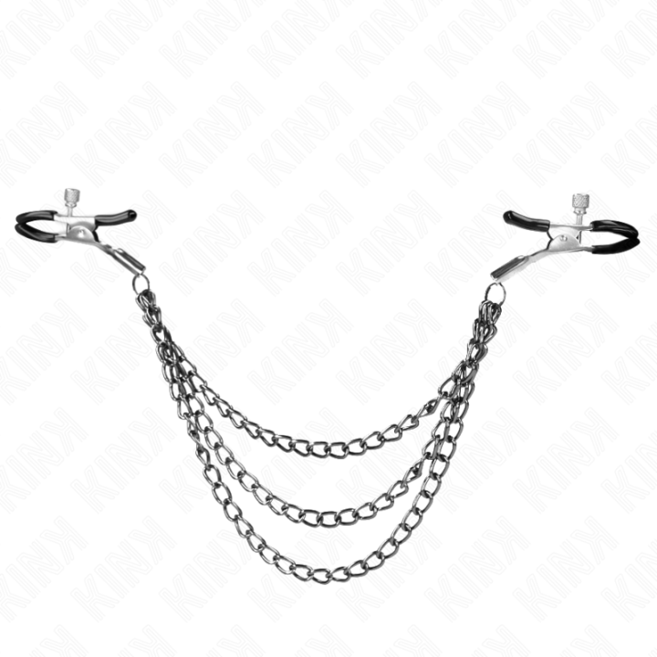 Kink - Pinze Per Capezzoli Con 3 Catene Nere 20/23/28 cm