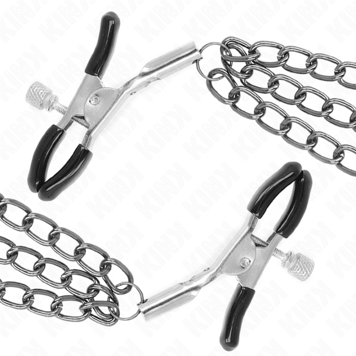 Kink - Nipple Clamps With 3 Chains Black 20/23/28 cm