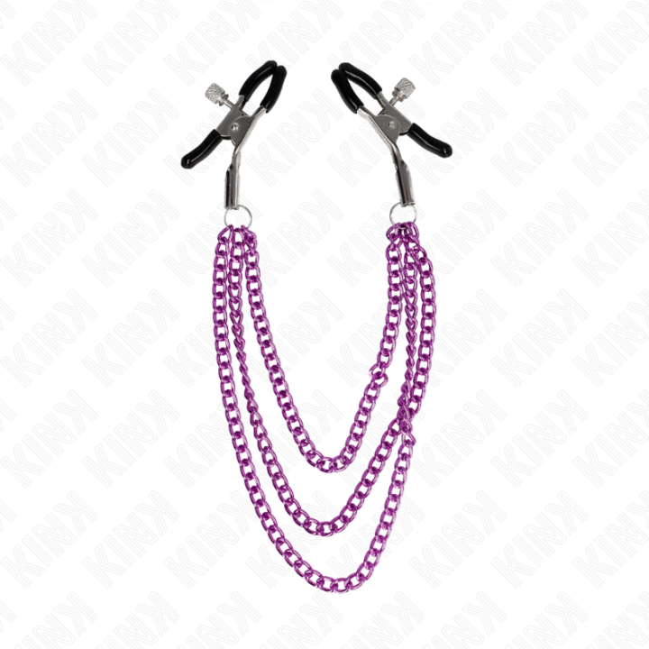 Kink - Nipple Clamps With 3 Chains Purple 20/23/28 cm