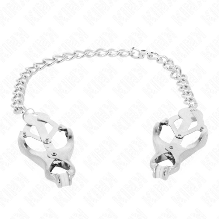 Kink - Japanese Clover Nipple Clamps With Chain Silver 30 cm