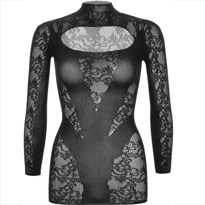 Leg Avenue - Mini Robe Avec Dentelle Manches Longues Noir