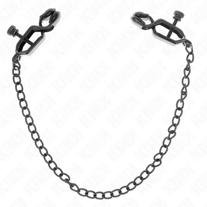 Kink - Morsetti Per Capezzoli a Catena Piatta Nera 30 cm