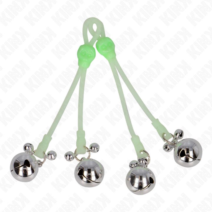 Kink - Pinças de Crânio Luminosas Com Anel Sinos Ajustáveis Verde / Prata