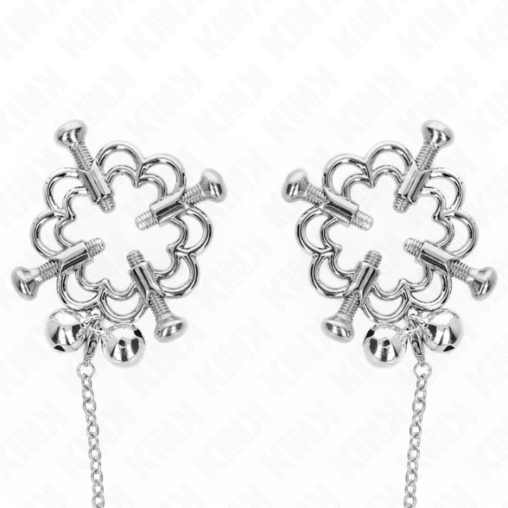 Kink - Metal Flower Nipple Clamps With Chain