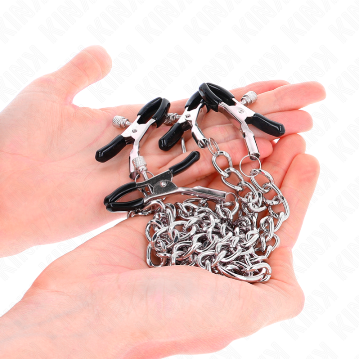 Kink - Pinzas Para Pezones Doble 32 cm Con Cadenas 14 cm