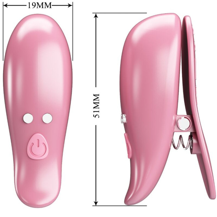 Pretty Love - Cailey Nipple Clamps 10 Vibrations Remote Control Pink
