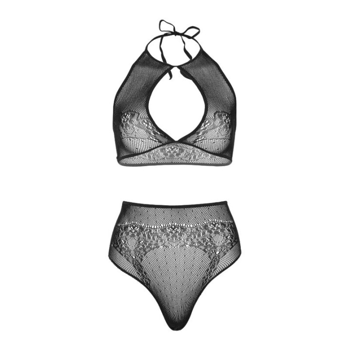 Leg Avenue - Ensemble Deux Pièces Halter Crop Top & Thong Culotte Taille Unique