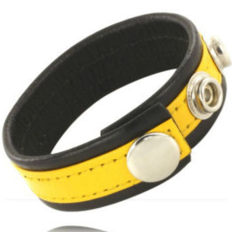 Leather Body - Cinturino in Pelle Regolabile Pene Giallo-Nero