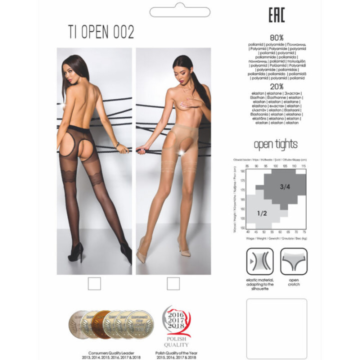 Passion - Tiopen 002 Collant Nero 1/2 20 Den