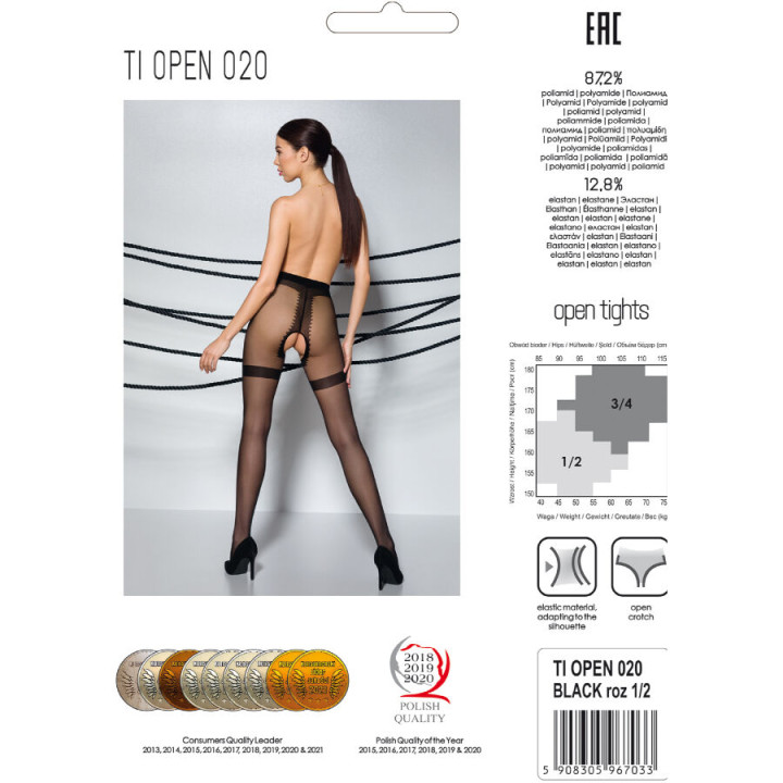 Passion - Tiopen 020 Collant Nero 3/4 20 Den