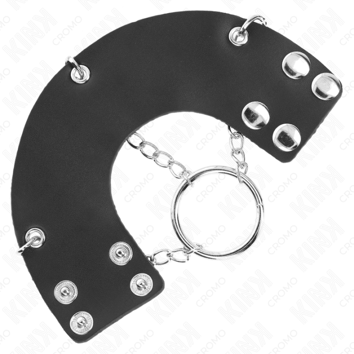 Kink - Penis Ring 4 cm Chain 7 cm Metal With Leather Belt