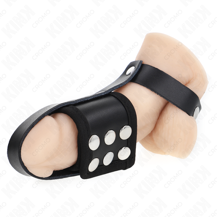 Kink - Anillo Jaula Pene Cuero Con Correa Divisoria de Bolas Recubierto Ajustable