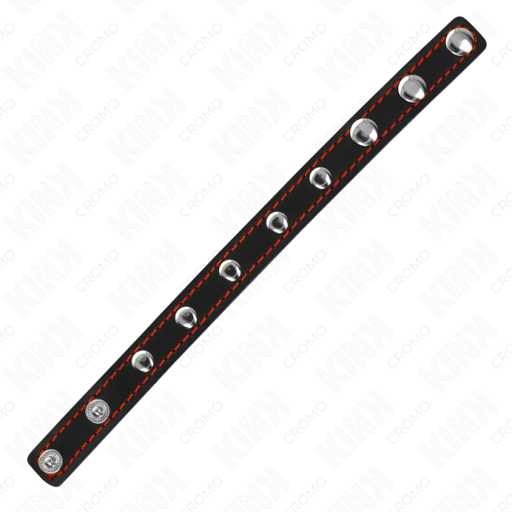Kink - Anel de Couro Para Pênis Com Fecho de Pressão Forro Vermelho 21 x 1,5 cm