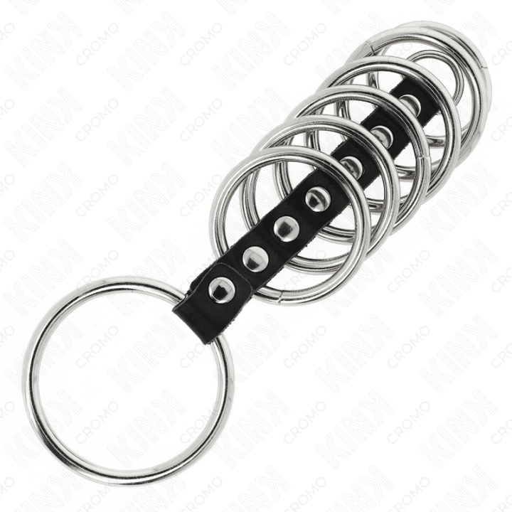 Kink - 7 Anéis de Metal de 3,2 cm a 5 cm Conectados Por Couro