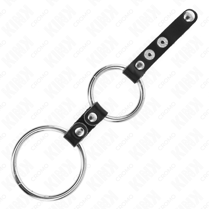 Kink - Double Anneau Pénis 3,8 cm à 5 cm Connecté Par Cuir