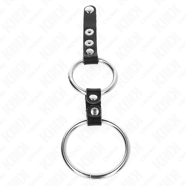 Kink - Double Anneau Pénis 3,8 cm à 5 cm Connecté Par Cuir