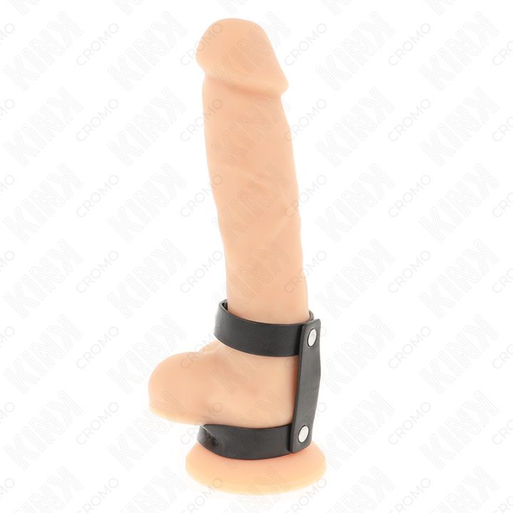 Kink - Anneau Pénis Double en Cuir Réglable