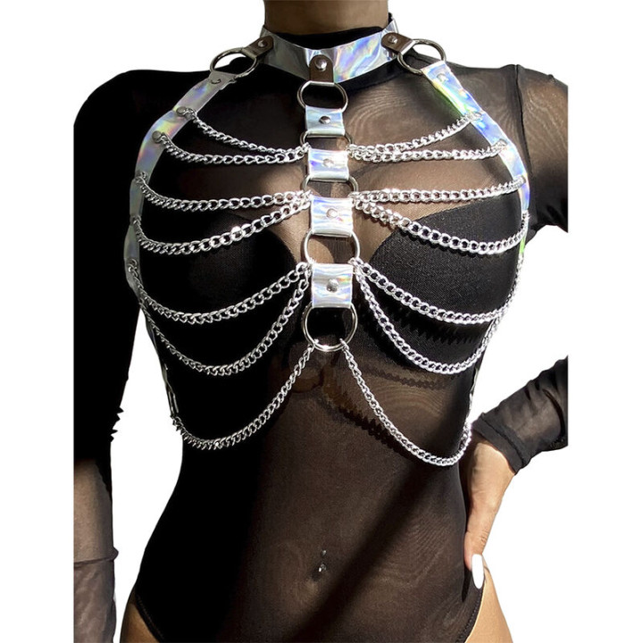 Subblime - 953737 Brustgurt Mit Ringen Und Ketten Silber Eine Grösse