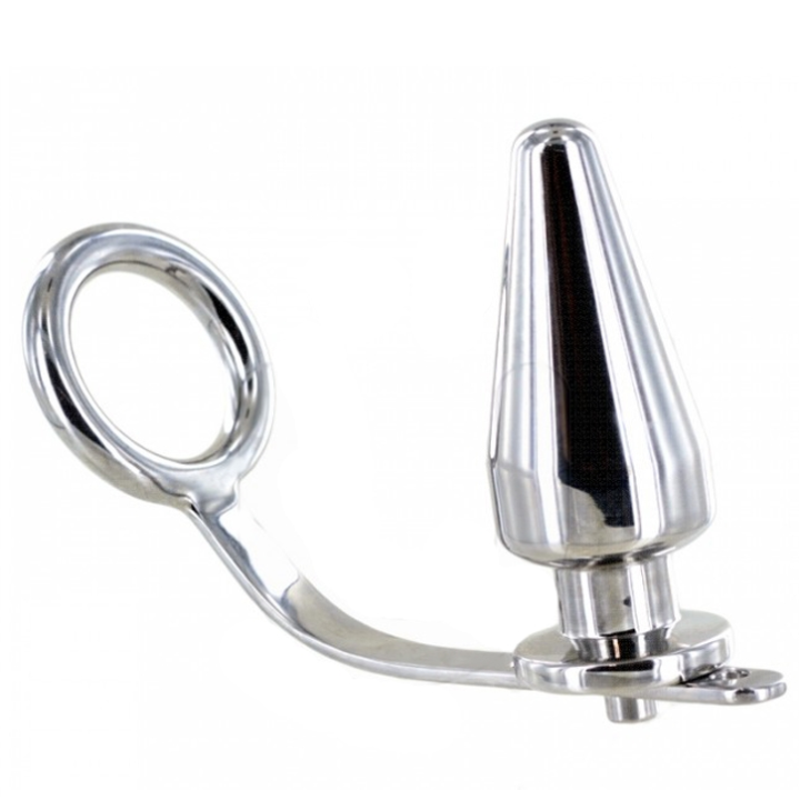 Metal Hard - Anel de ao Com Plug Anal 80 x 55 mm