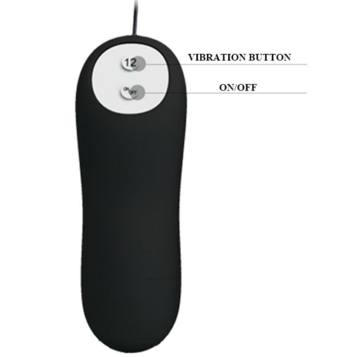 Pretty Love - Plug Anal Forme Dancre Silicone 12 Modes de Vibration Noir