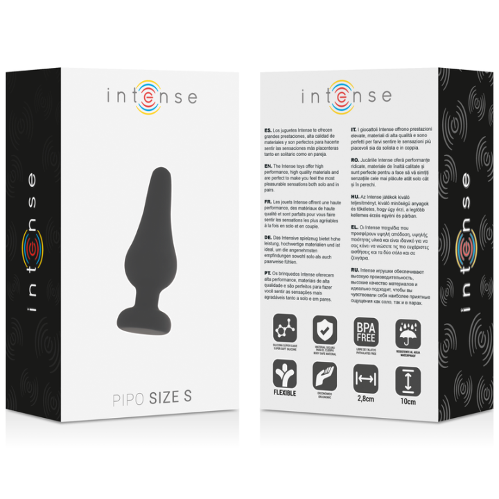 Intense - Anal Plug Pipo s Silicone Negro 9.8 cm