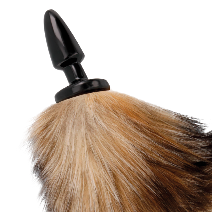 Darkness - Coda Naturale Con Plug Anale in Silicone 10 cm