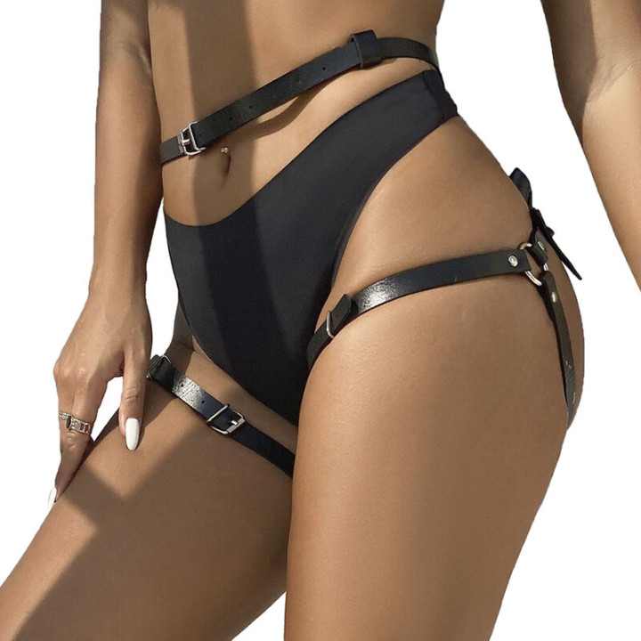 Subblime - Leder Taille Und Bein Harness Schwarz Eine Grösse