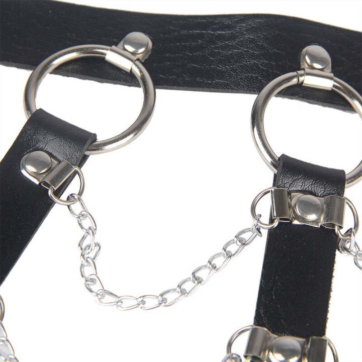 Subblime - Pettorale Catene in Pelle Nera Taglia Unica
