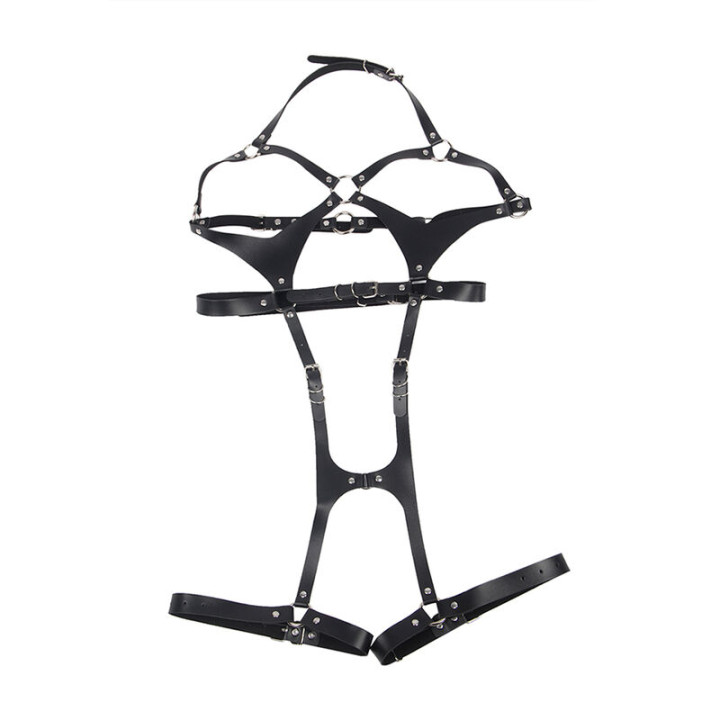 Subblime - Harnais Complet Avec Boucles en Cuir Noir Taille Unique