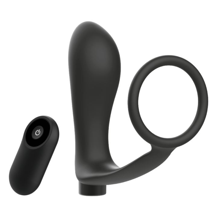 Addicted Toys - Anneau Pénis Avec Télécommande Plug Anal Noir Rechargeable
