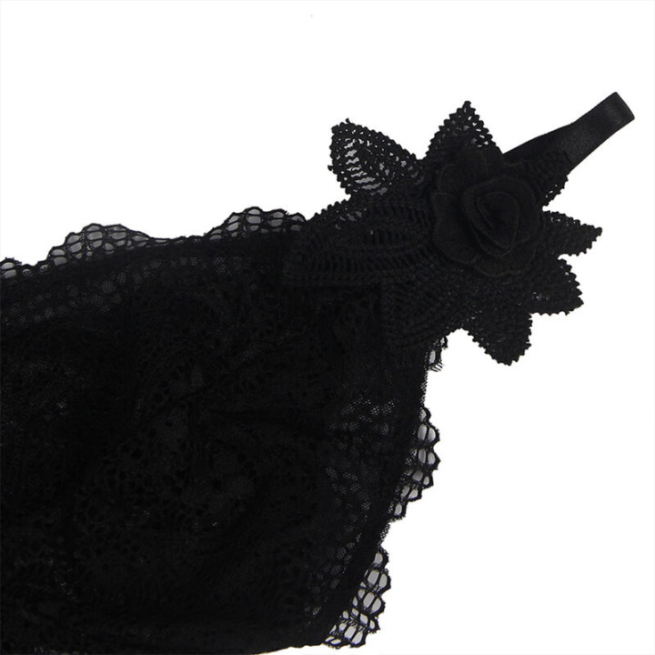Subblime - Babydoll Tecido de Tule Com Detalhe Renda e Flor Preto l/xl