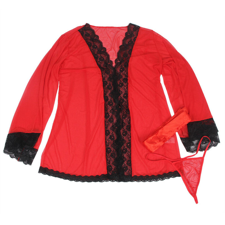 Subblime - Robe em Tecido Transparente Com Detalhe de Renda Vermelho s/m